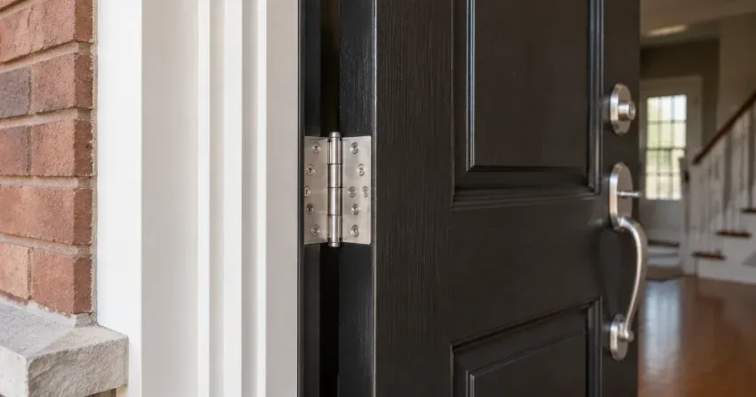 technician repairing a front door lock and frame in Mitchell Corners